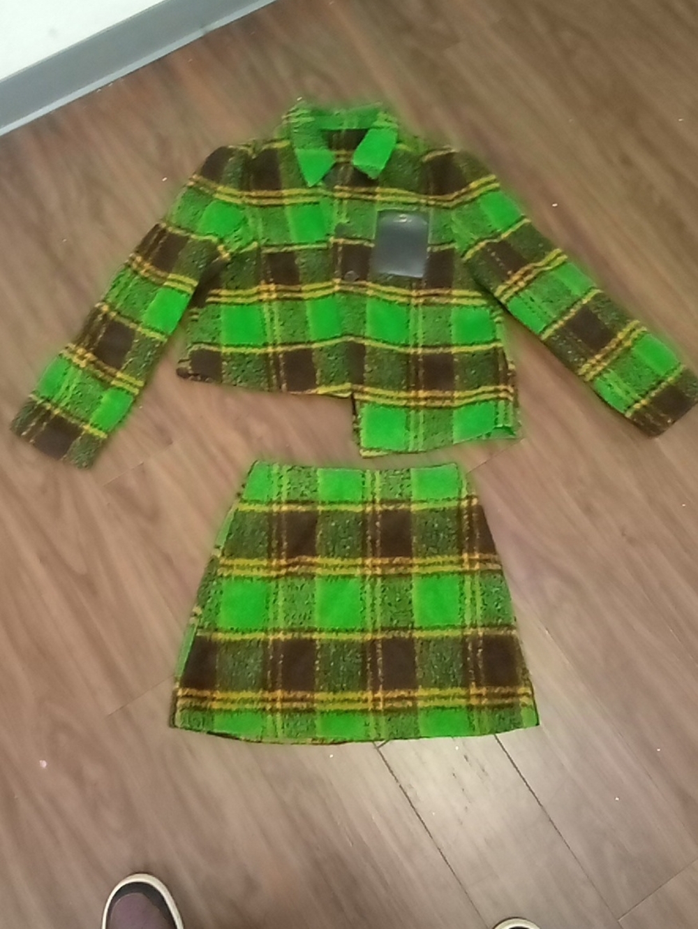 Green Plaid Two-Piece Costume Set - Jacket & Skirt